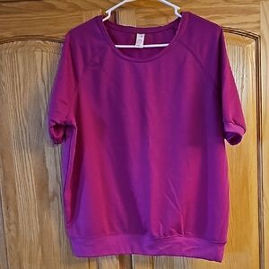 Womens Magenta Short Sleeve Top